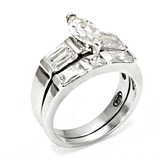 40911 - High-Polished 925 Sterling Silver Ring with AAA Grade CZ in Clear - Alamode - Flyclothing LLC