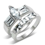 40911 - High-Polished 925 Sterling Silver Ring with AAA Grade CZ in Clear - Alamode - Flyclothing LLC