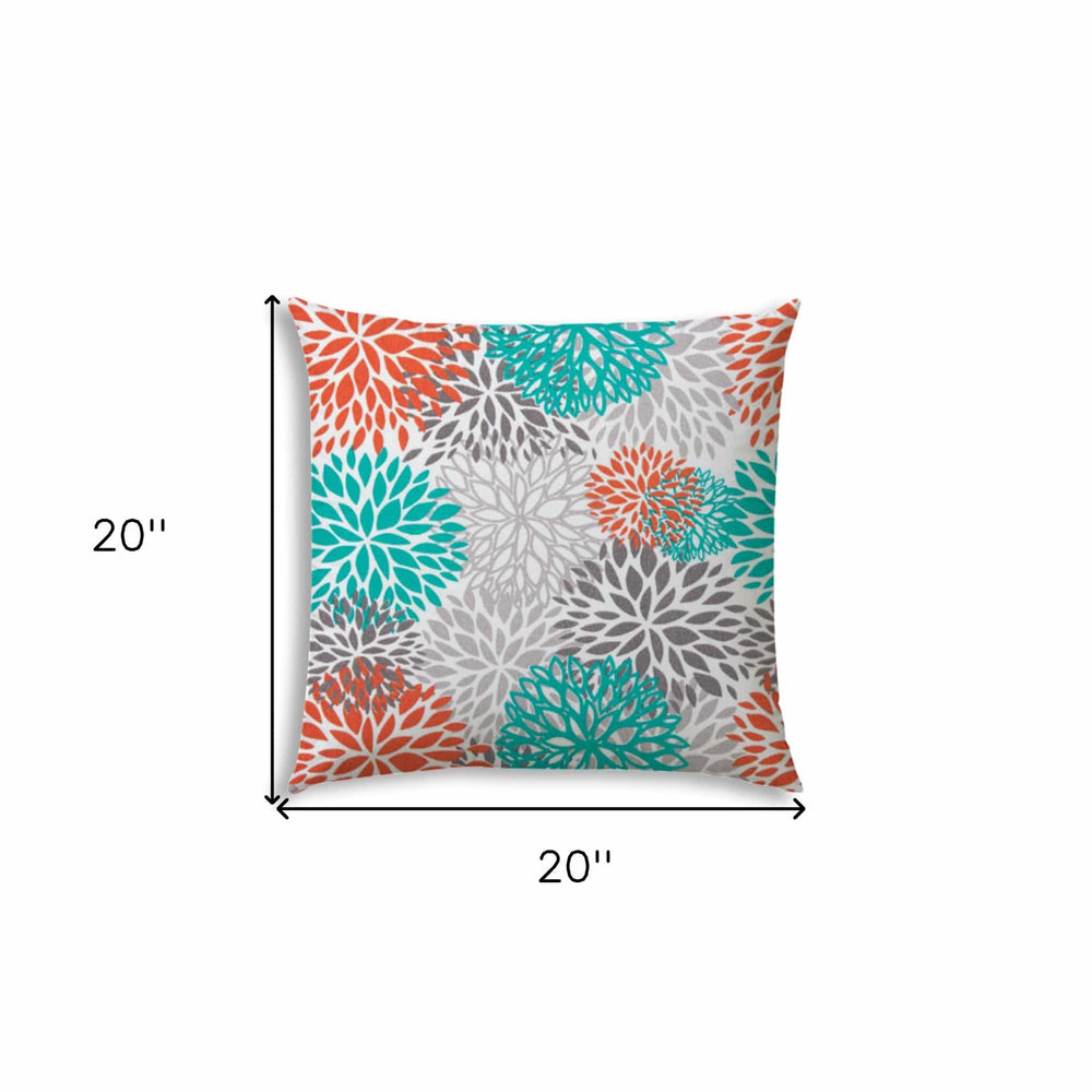 20" X 20" Orange And White Blown Seam Floral Throw Indoor Outdoor Pillow - Homeroots - Flyclothing LLC