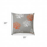 20" X 20" Gray And White Corals Blown Seam Coastal Throw Indoor Outdoor Pillow - Homeroots - Flyclothing LLC