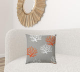20" X 20" Gray And White Corals Blown Seam Coastal Throw Indoor Outdoor Pillow - Homeroots - Flyclothing LLC