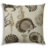 20" X 20" Brown And Natural Brown Fish Blown Seam Coastal Throw Indoor Outdoor Pillow - Homeroots - Flyclothing LLC
