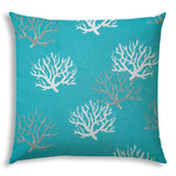 20" X 20" Aqua And White Corals Blown Seam Coastal Throw Indoor Outdoor Pillow - Homeroots - Flyclothing LLC
