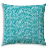20" X 20" Turquoise And White Blown Seam Chevron Throw Indoor Outdoor Pillow - Homeroots