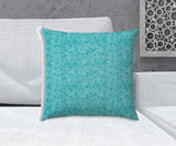 20" X 20" Turquoise And White Blown Seam Chevron Throw Indoor Outdoor Pillow - Homeroots
