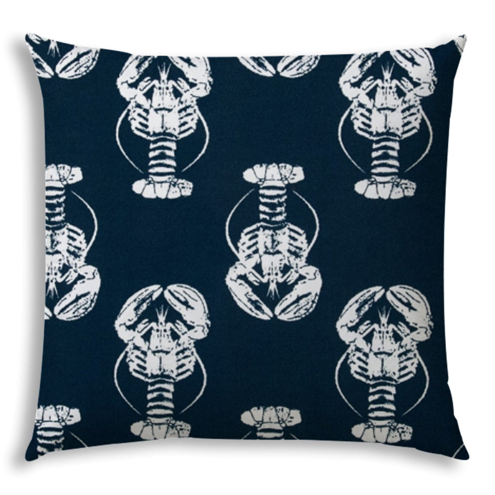 20" X 20" Navy Blue And White Blown Seam Throw Indoor Outdoor Pillow - Homeroots