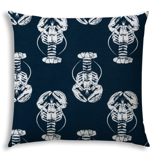 20" X 20" Navy Blue And White Blown Seam Throw Indoor Outdoor Pillow - Homeroots