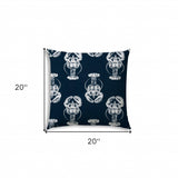 20" X 20" Navy Blue And White Blown Seam Throw Indoor Outdoor Pillow - Homeroots