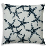 20" X 20" Navy Blue And White Starfish Blown Seam Coastal Throw Indoor Outdoor Pillow - Homeroots - Flyclothing LLC