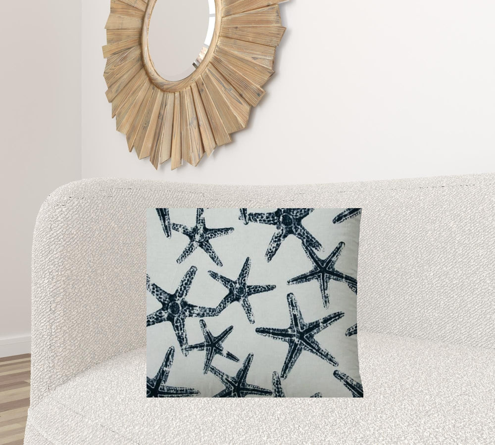 20" X 20" Navy Blue And White Starfish Blown Seam Coastal Throw Indoor Outdoor Pillow - Homeroots - Flyclothing LLC
