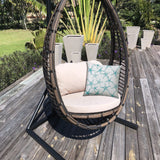 20" X 20" Turquoise And White Starfish Blown Seam Coastal Throw Indoor Outdoor Pillow - Homeroots - Flyclothing LLC