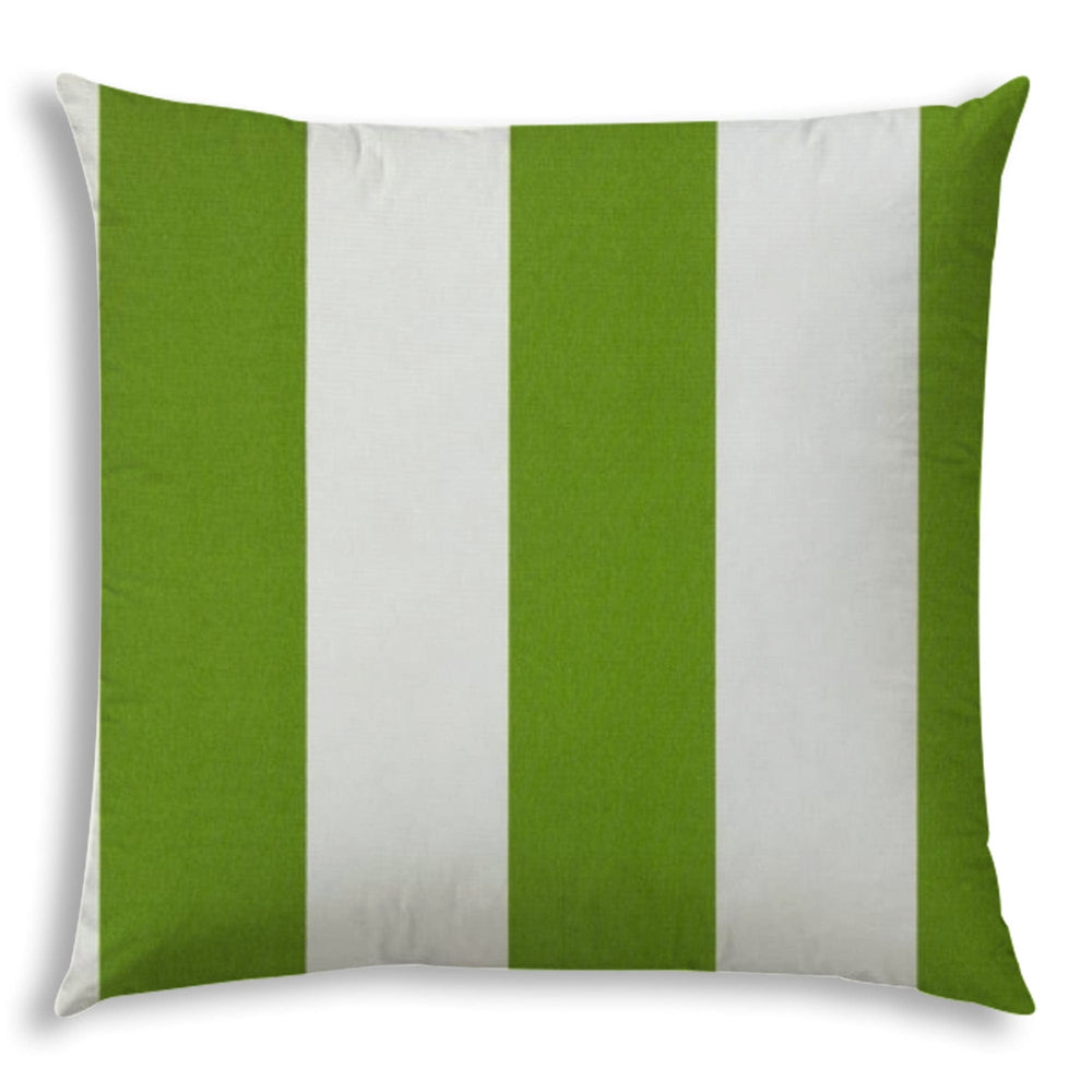 20" X 20" Green And Ivory Blown Seam Striped Throw Indoor Outdoor Pillow - Homeroots - Flyclothing LLC