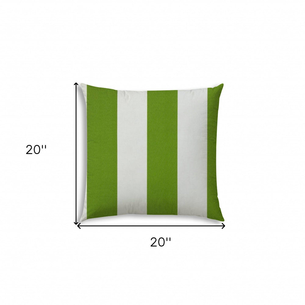 20" X 20" Green And Ivory Blown Seam Striped Throw Indoor Outdoor Pillow - Homeroots - Flyclothing LLC