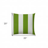 20" X 20" Green And Ivory Blown Seam Striped Throw Indoor Outdoor Pillow - Homeroots - Flyclothing LLC
