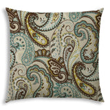20" X 20" Brown And Teal Blown Seam Paisley Throw Indoor Outdoor Pillow - Homeroots - Flyclothing LLC