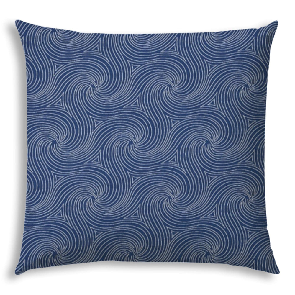 20" X 20" Blue And White Blown Seam Swirl Throw Indoor Outdoor Pillow - Homeroots - Flyclothing LLC