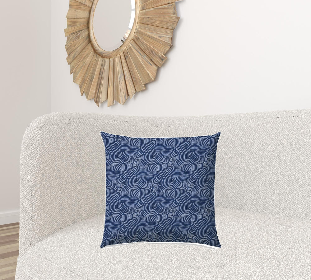 20" X 20" Blue And White Blown Seam Swirl Throw Indoor Outdoor Pillow - Homeroots - Flyclothing LLC