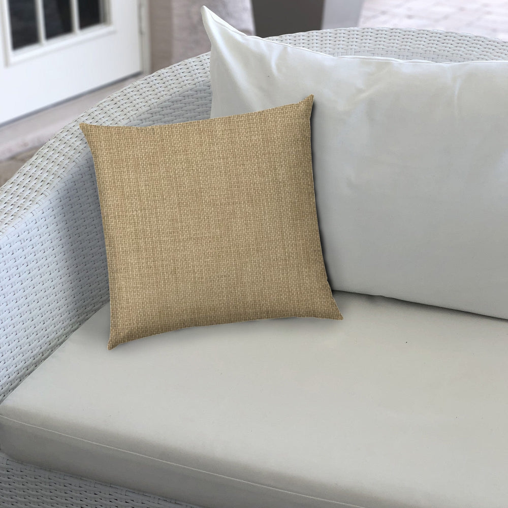 20" X 20" Tan And White Blown Seam Solid Color Throw Indoor Outdoor Pillow - Homeroots