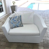 20" X 20" White And Blue Blown Seam Paisley Throw Indoor Outdoor Pillow - Homeroots - Flyclothing LLC