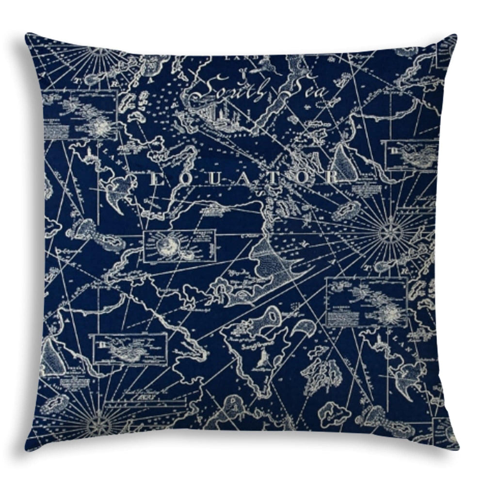 20" X 20" Navy Blue Blown Seam Indoor Outdoor Throw Pillow - Homeroots
