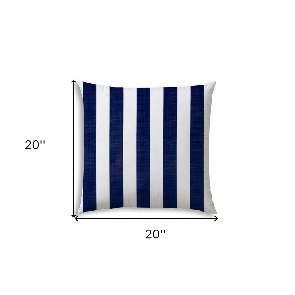 20" X 20" Navy Blue And White Blown Seam Striped Throw Indoor Outdoor Pillow - Homeroots - Flyclothing LLC