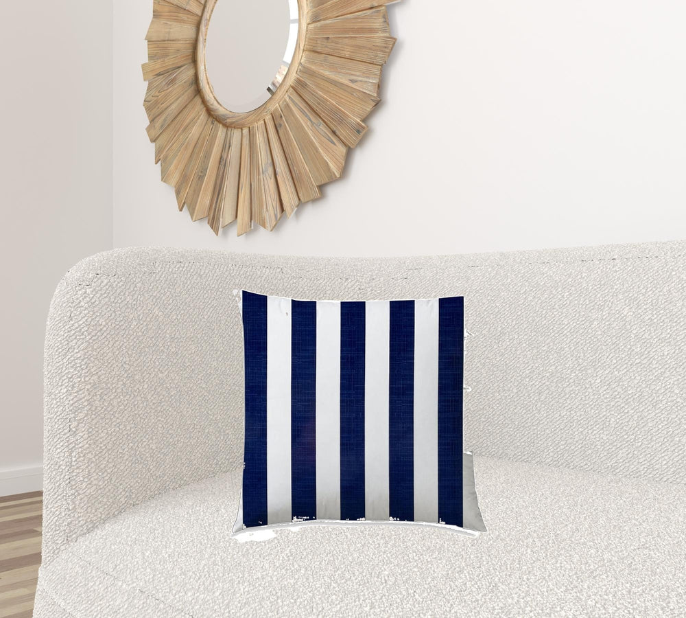20" X 20" Navy Blue And White Blown Seam Striped Throw Indoor Outdoor Pillow - Homeroots - Flyclothing LLC