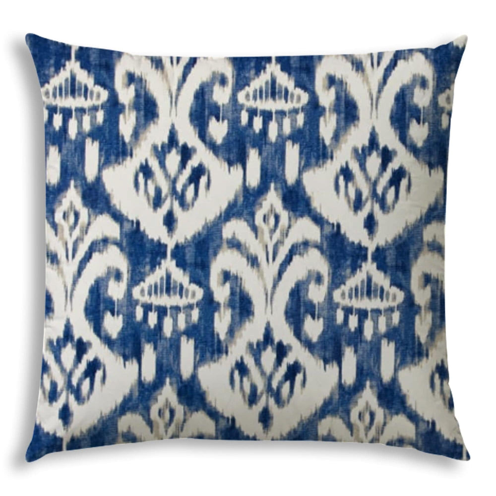 20" X 20" Indigo And Cream Blown Seam Ikat Throw Indoor Outdoor Pillow - Homeroots - Flyclothing LLC