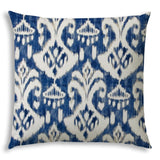 20" X 20" Indigo And Cream Blown Seam Ikat Throw Indoor Outdoor Pillow - Homeroots - Flyclothing LLC