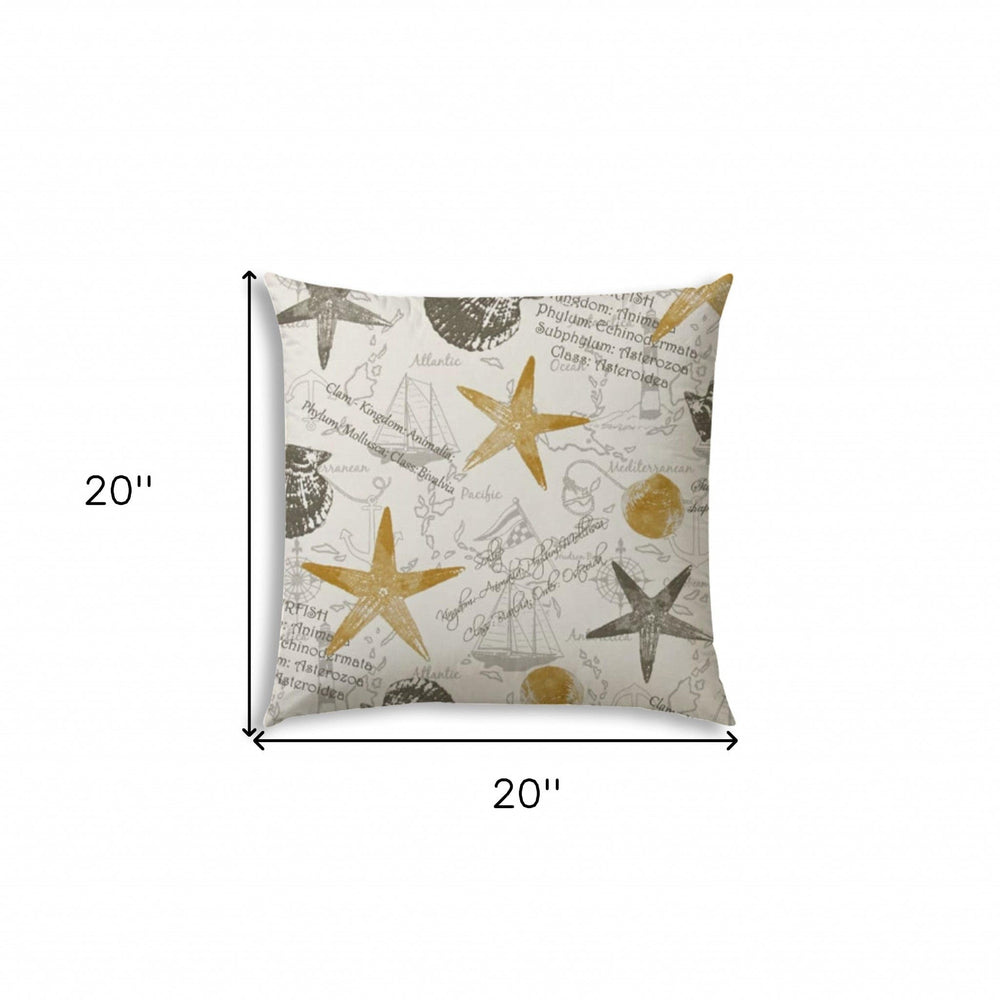 20" X 20" Gold And Cream Boat Blown Seam Coastal Throw Indoor Outdoor Pillow - Homeroots