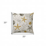 20" X 20" Gold And Cream Boat Blown Seam Coastal Throw Indoor Outdoor Pillow - Homeroots