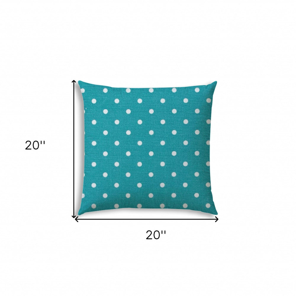 20" X 20" Turquoise Blown Seam Polka Dots Throw Indoor Outdoor Pillow - Homeroots - Flyclothing LLC