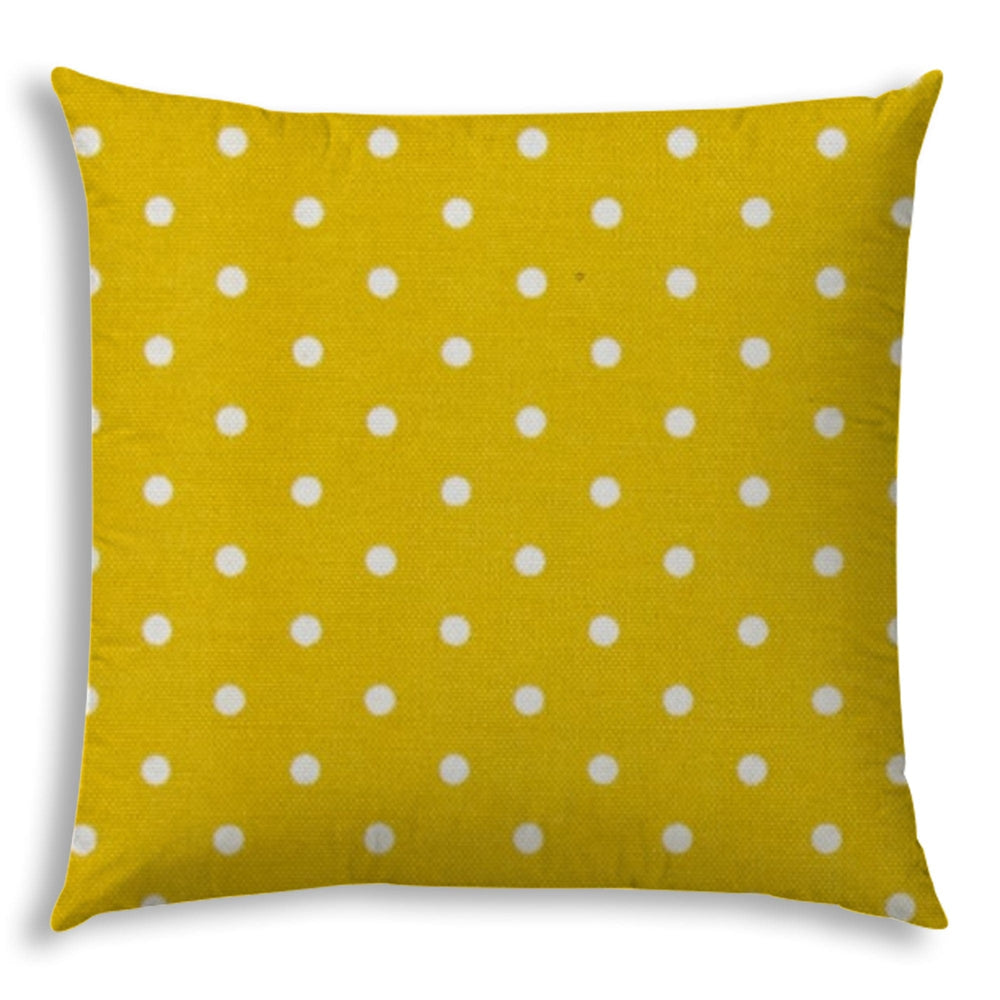 20" X 20" White And Yellow Blown Seam Polka Dots Throw Indoor Outdoor Pillow - Homeroots - Flyclothing LLC