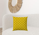 20" X 20" White And Yellow Blown Seam Polka Dots Throw Indoor Outdoor Pillow - Homeroots - Flyclothing LLC