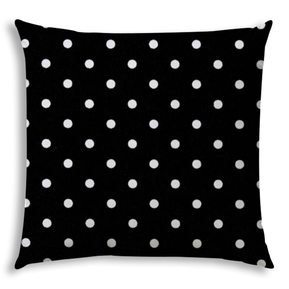 20" X 20" Black And White Blown Seam Polka Dots Throw Indoor Outdoor Pillow - Homeroots - Flyclothing LLC