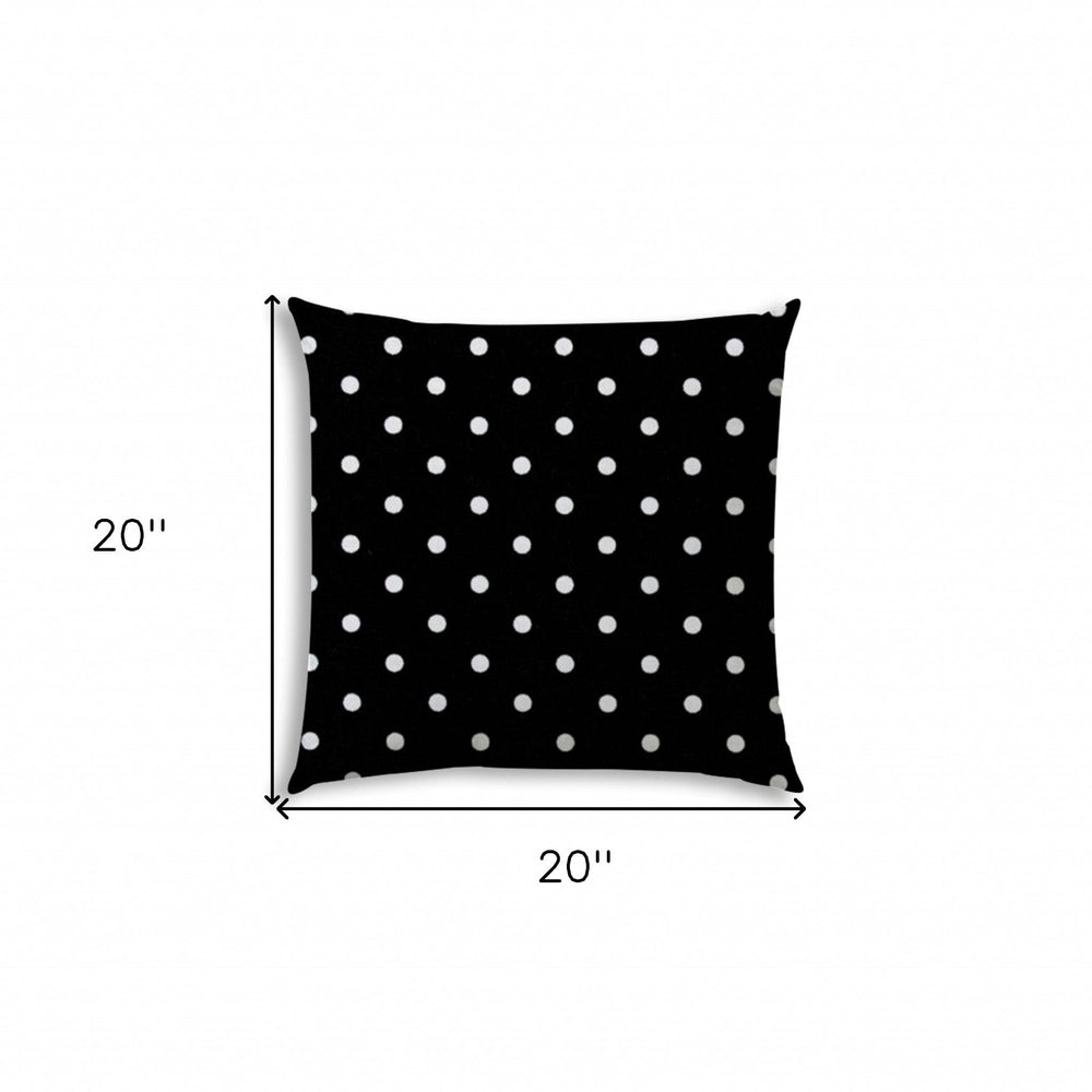 20" X 20" Black And White Blown Seam Polka Dots Throw Indoor Outdoor Pillow - Homeroots - Flyclothing LLC