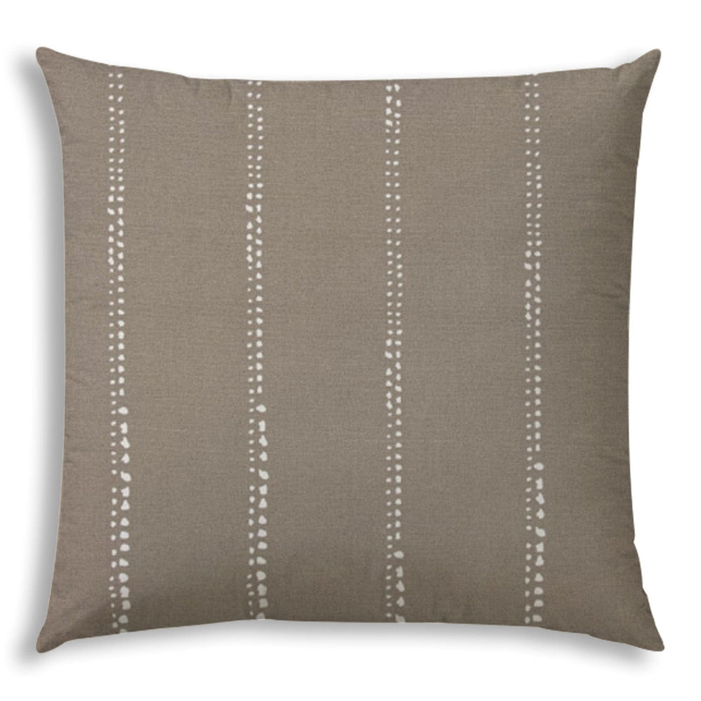 20" X 20" Taupe And White Blown Seam Polka Dots Throw Indoor Outdoor Pillow - Homeroots - Flyclothing LLC
