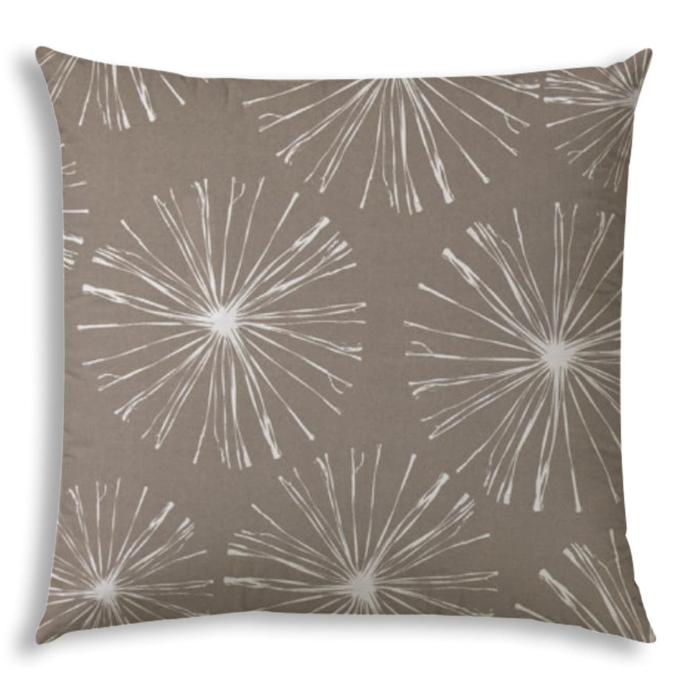 20" X 20" Taupe And White Blown Seam Floral Throw Indoor Outdoor Pillow - Homeroots - Flyclothing LLC