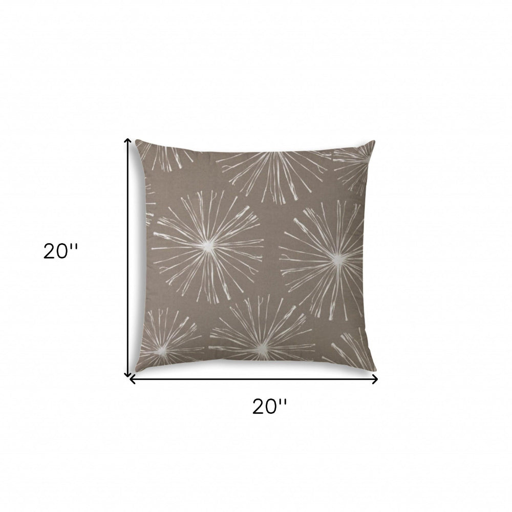 20" X 20" Taupe And White Blown Seam Floral Throw Indoor Outdoor Pillow - Homeroots - Flyclothing LLC