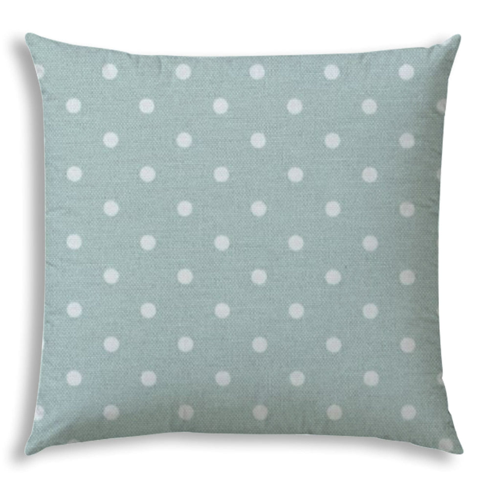 20" X 20" Seafoam And White Blown Seam Polka Dots Throw Indoor Outdoor Pillow - Homeroots - Flyclothing LLC