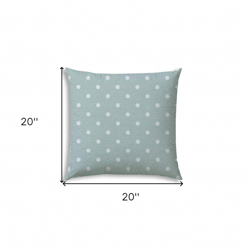 20" X 20" Seafoam And White Blown Seam Polka Dots Throw Indoor Outdoor Pillow - Homeroots - Flyclothing LLC