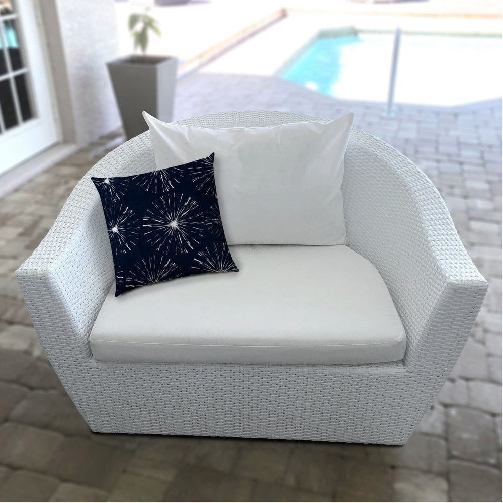 20" X 20" Navy Blue And White Blown Seam Floral Throw Indoor Outdoor Pillow - Homeroots - Flyclothing LLC