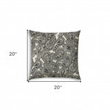 20" X 20" Gray And Cream Blown Seam Paisley Throw Indoor Outdoor Pillow - Homeroots - Flyclothing LLC