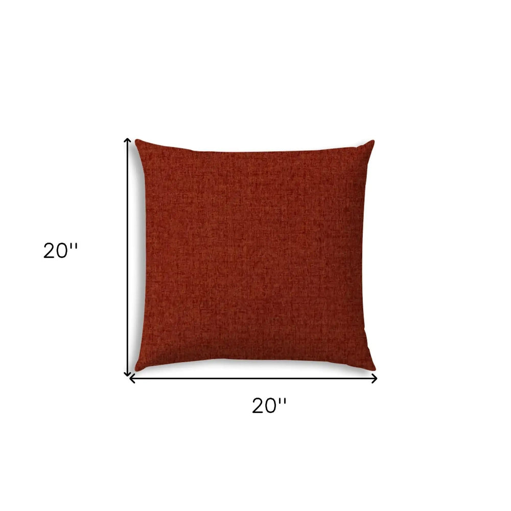 20" X 20" Brick And Red Blown Seam Solid Color Throw Indoor Outdoor Pillow - Homeroots