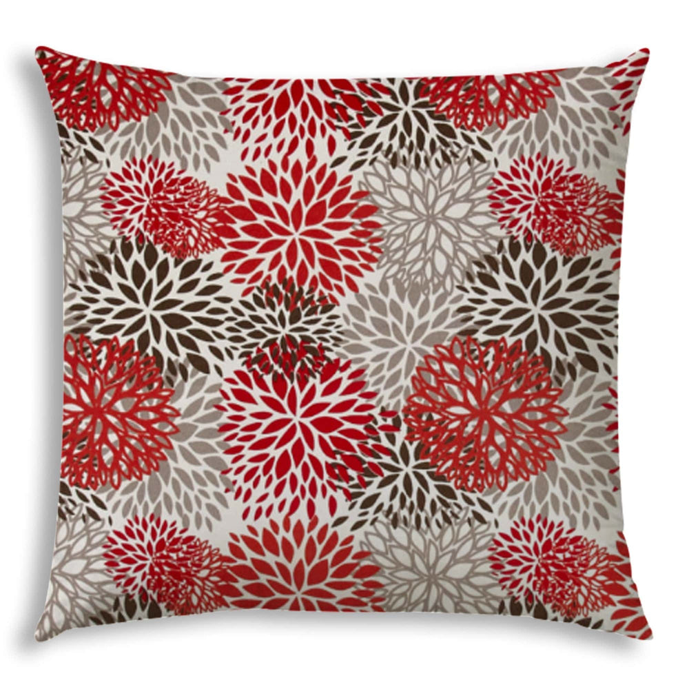 20" X 20" Red And White Blown Seam Floral Throw Indoor Outdoor Pillow - Homeroots - Flyclothing LLC