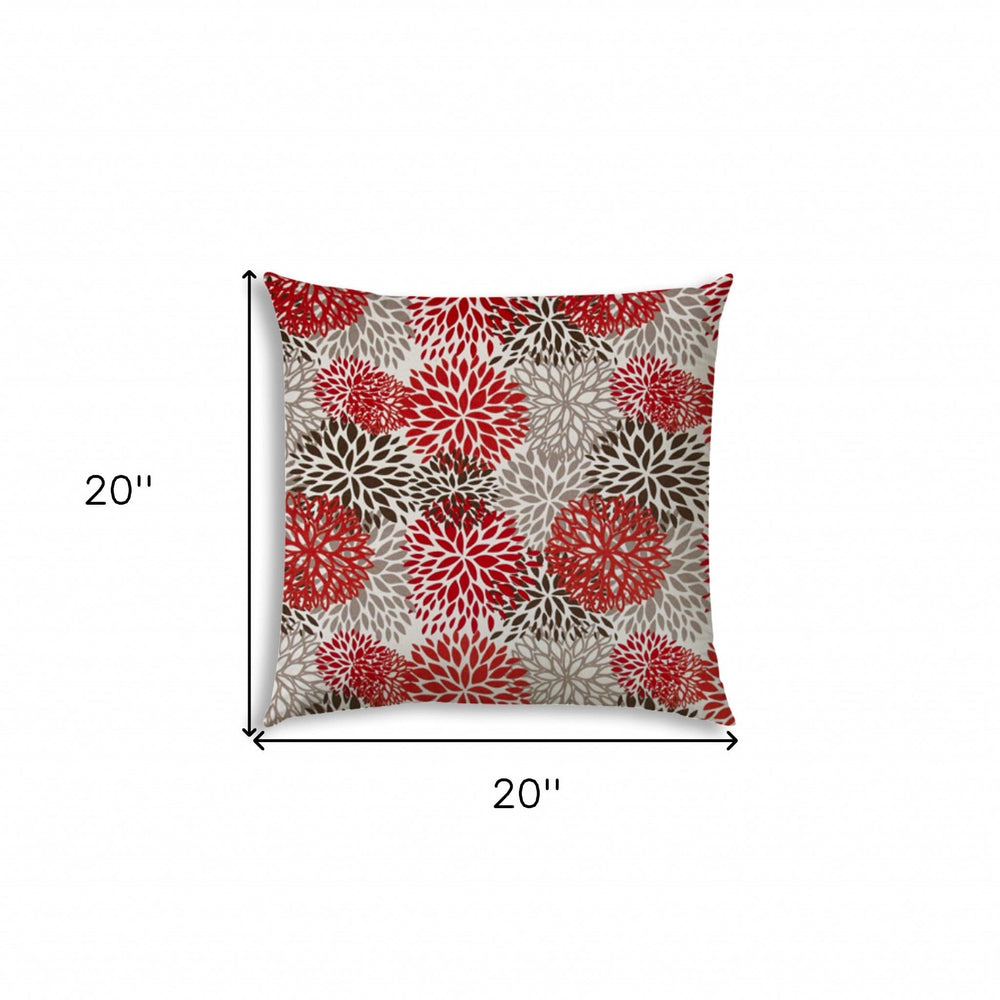 20" X 20" Red And White Blown Seam Floral Throw Indoor Outdoor Pillow - Homeroots - Flyclothing LLC
