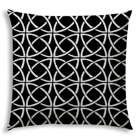 20" X 20" Black And White Blown Seam Interlocking Throw Indoor Outdoor Pillow - Homeroots