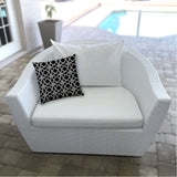 20" X 20" Black And White Blown Seam Interlocking Throw Indoor Outdoor Pillow - Homeroots