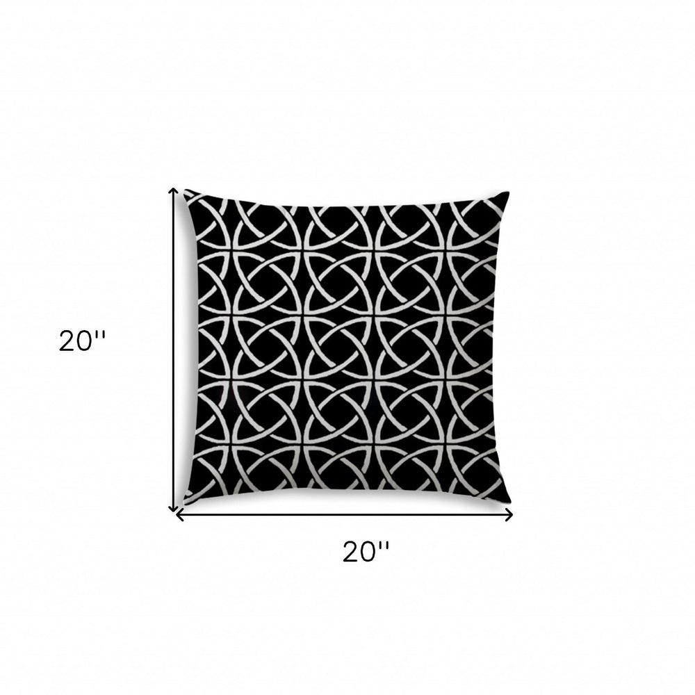 20" X 20" Black And White Blown Seam Interlocking Throw Indoor Outdoor Pillow - Homeroots