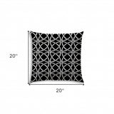 20" X 20" Black And White Blown Seam Interlocking Throw Indoor Outdoor Pillow - Homeroots