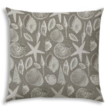20" X 20" Cream And Gray Seashells Blown Seam Nautical Throw Indoor Outdoor Pillow - Homeroots - Flyclothing LLC